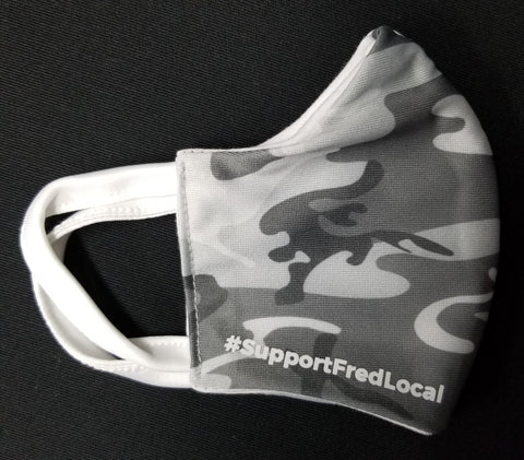Grey Camo PPE Civilian Mask #SupportFredLocal Youth/Adult Small
