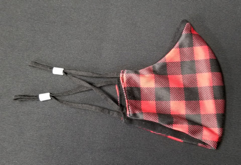 NEW! Red Plaid ADJUSTABLE Reusable Sublimated Fabric Face Mask